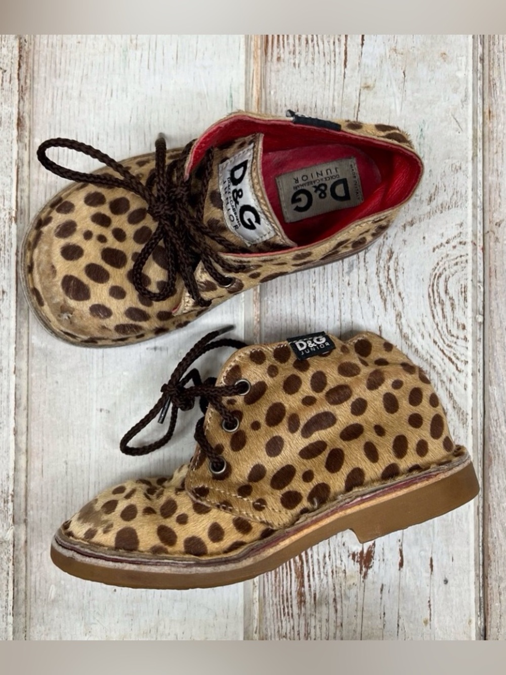 D&G Junior Animal Print Lace Up Shoes